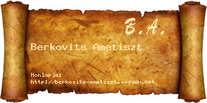 Berkovits Ametiszt névjegykártya